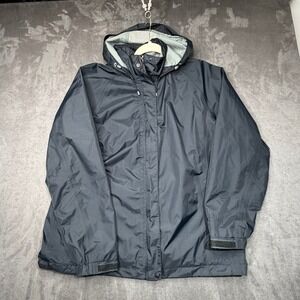 LL Bean Gore-Tex Rain Jacket Womens Sz XL Stowaway Black Hooded Waterproof Shell